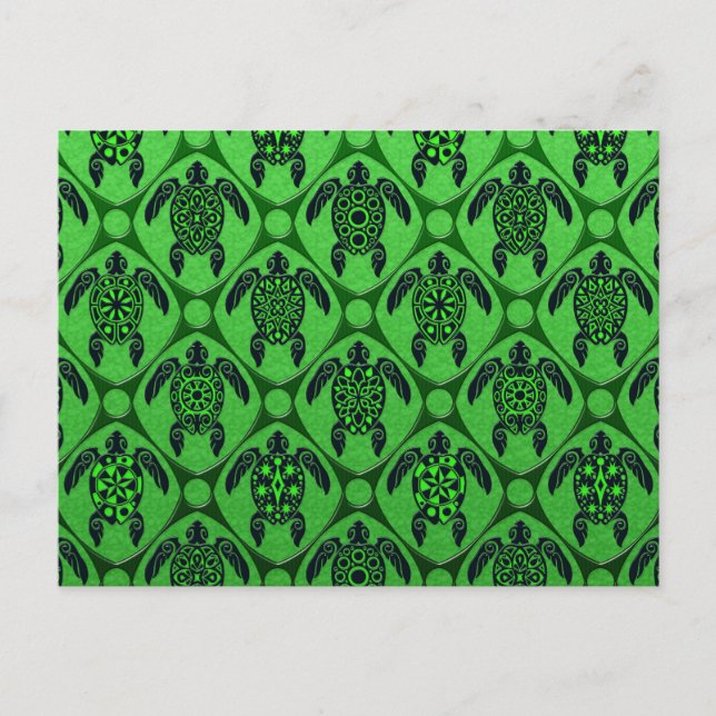 Carte Postale Motif de tortue verte et noire (Devant)