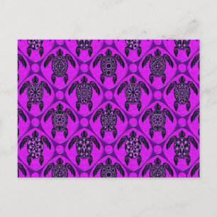 Carte Postale Motif de tortue violette et noire
