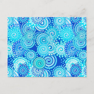 Carte Postale Motif de tourbillon fractal, bleu de cobalt