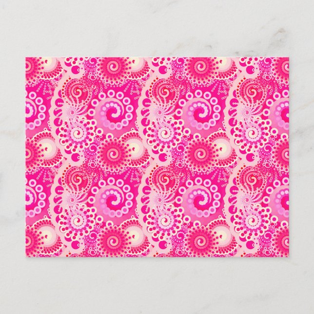 Carte Postale Motif de tourbillon fractal, nuances de rose fuchs (Devant)