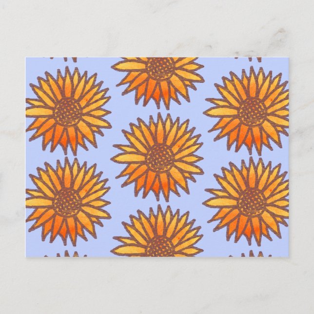 Carte Postale Motif de tournesol de coupe de bois (Devant)