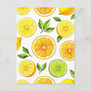 Carte Postale Motif de tranche de citron agrume