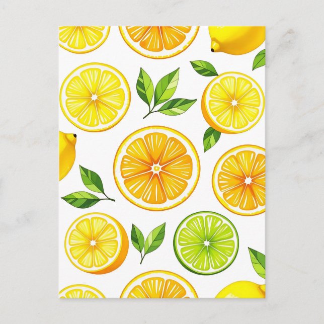 Carte Postale Motif de tranche de citron agrume (Devant)