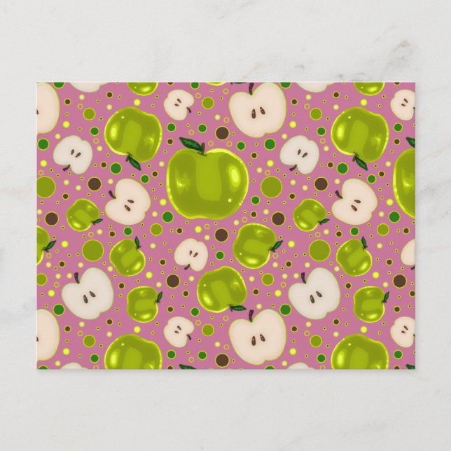 Carte Postale Motif de tranches de pomme verte (Devant)