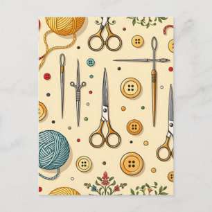 Carte Postale Motif de tricot crochet outils de couture