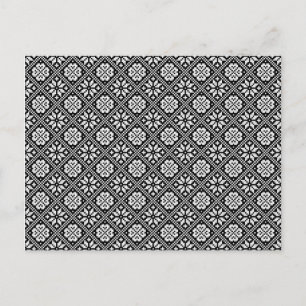 Carte Postale Motif de Tricot noir et blanc estonien