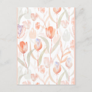 Carte Postale Motif de tulipes d'aquarelle Pastel