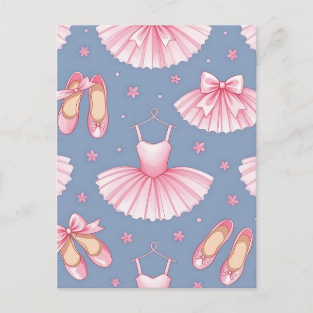 Carte Postale Motif de tutu de ballet rose (Devant)