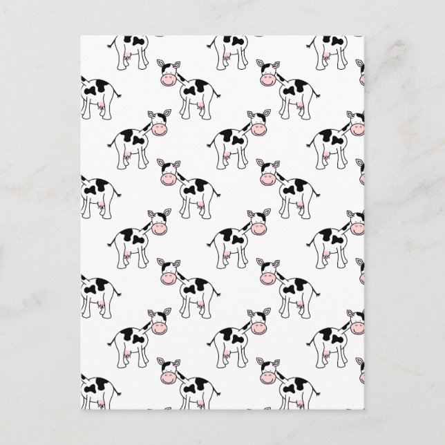 Carte Postale Motif de vache noir et blanc. (Devant)