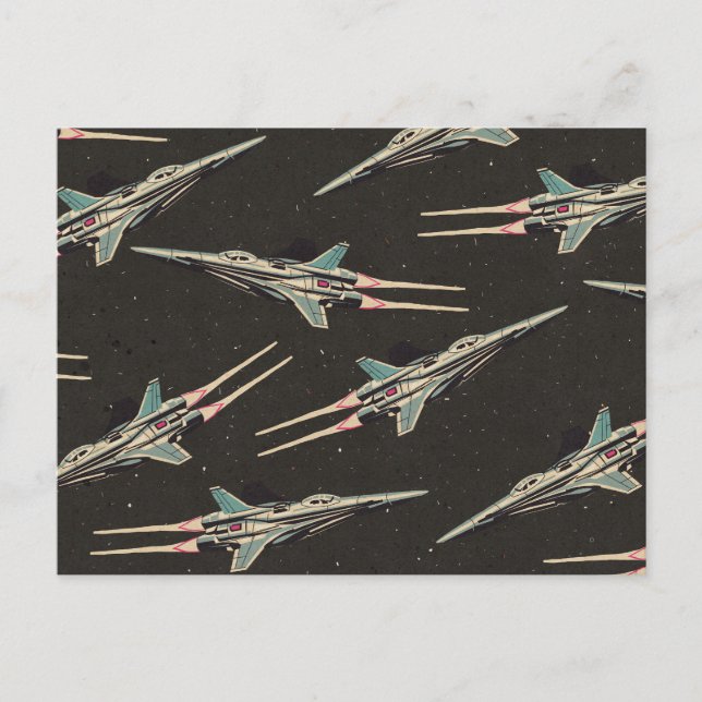 Carte Postale motif de vaisseau spatial vintage (Devant)