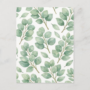 Carte Postale Motif de verdure d'eucalyptus à l'aquarelle