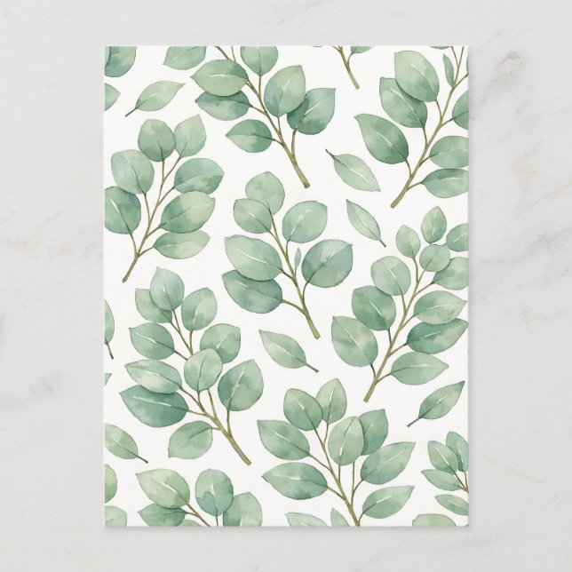 Carte Postale Motif de verdure d'eucalyptus à l'aquarelle (Devant)
