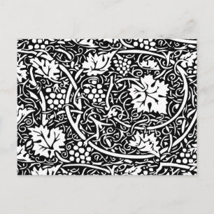 Carte Postale Motif de vigne de raisin noir et blanc de William