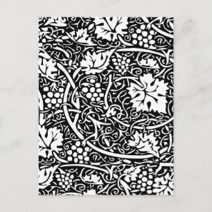 Carte Postale Motif de vigne de raisin noir et blanc de William