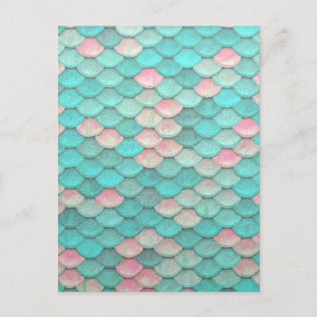 Carte Postale Motif d'effet d'échelles de poisson brillant turqu (Devant)