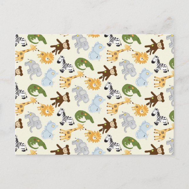 Carte Postale Motif des animaux de la jungle (Devant)