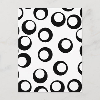 Carte Postale Motif des cercles rétro noirs et blancs.
