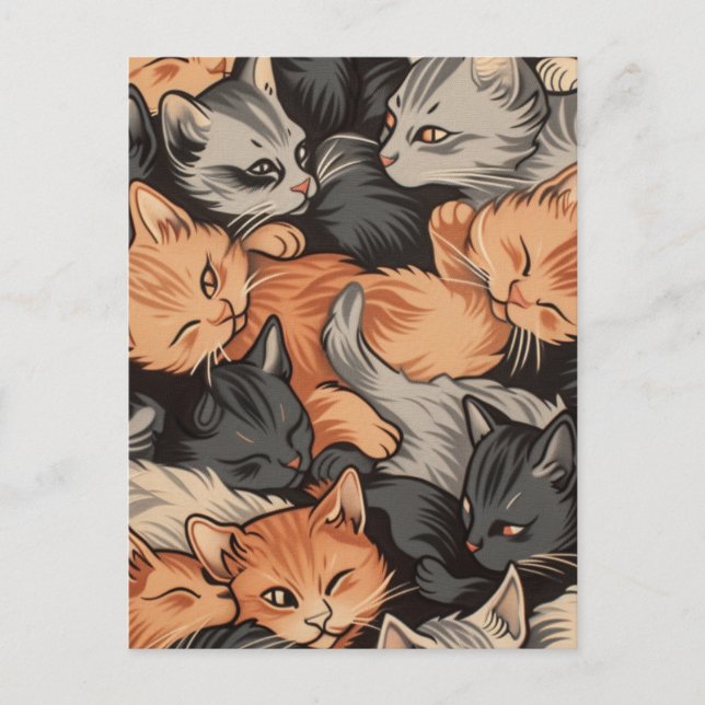 Carte Postale Motif des chatons couchés (Devant)