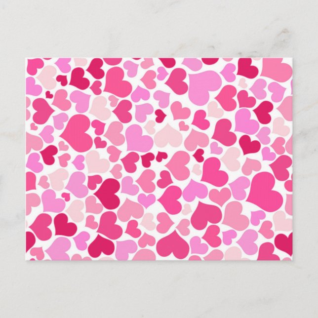 Carte Postale Motif des coeurs roses (Devant)