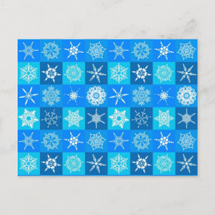 Carte Postale Motif des flocons bleus