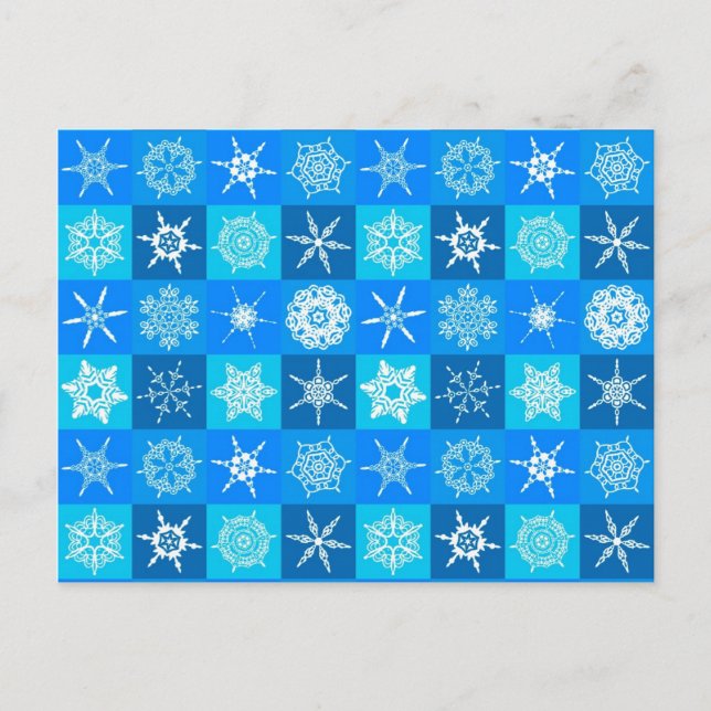 Carte Postale Motif des flocons bleus (Devant)
