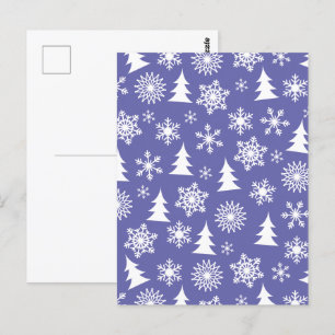 Carte Postale Motif des flocons de neige et des pins
