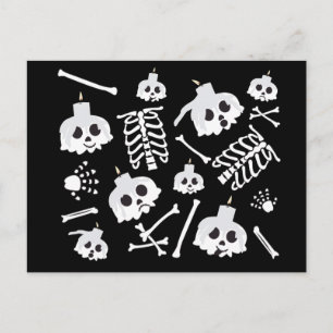 Carte Postale Motif des os crâniens de squelette d'Halloween