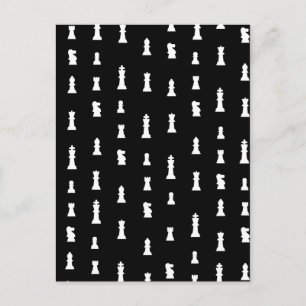Carte Postale Motif des pièces d'échecs - noir et blanc