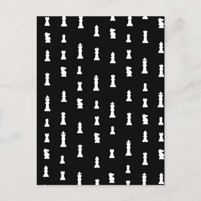 Carte Postale Motif des pièces d'échecs - noir et blanc (Devant)