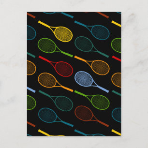 Carte Postale motif des raquettes de tennis colorées