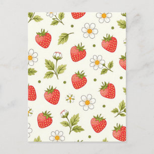 Carte Postale Motif d'été à Fleur de Fraisier