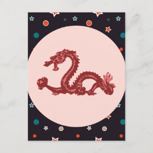 Carte Postale Motif d'étoile de dragon chinois Art fantastique