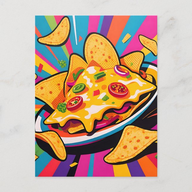 Carte Postale Motif d'explosion de nachos au fromage (Devant)