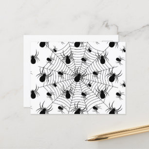 Carte Postale Motif d'Halloween Black White araignées
