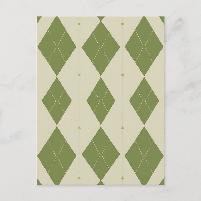 Carte Postale Motif diamant Argyle vert olive (Devant)