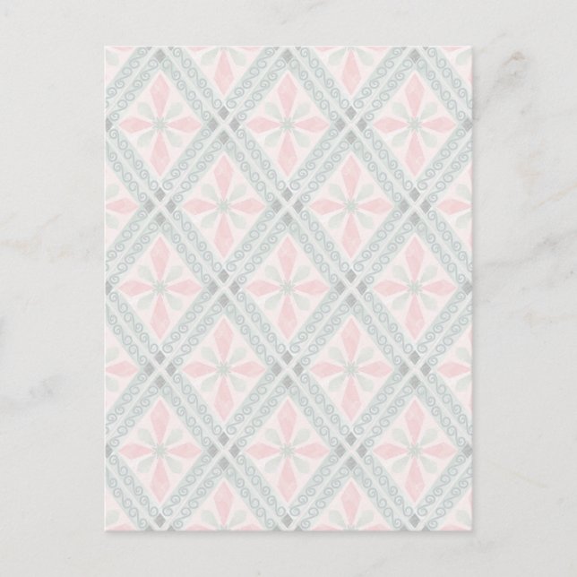 Carte Postale Motif diamant pastel vert et rose (Devant)