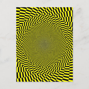 Carte Postale Motif d'illusion optique jaune noir imprimé