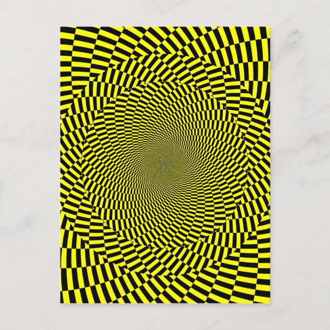 Carte Postale Motif d'illusion optique jaune noir imprimé (Devant)