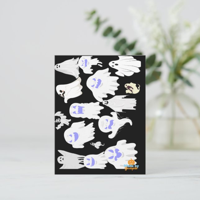 Carte Postale Motif d'illustration éffrayant Ghost - Halloween (Debout devant)