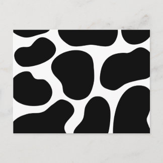 Carte Postale Motif d'impression de vache noire et blanche.