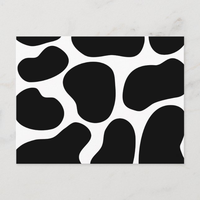 Carte Postale Motif d'impression de vache noire et blanche. (Devant)
