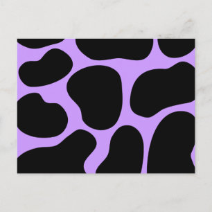 Carte Postale Motif d'impression de vache noire et violette.