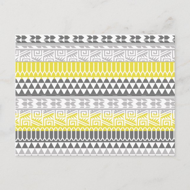 Carte Postale Motif d'impression tribal Aztec Gray Jaune (Devant)