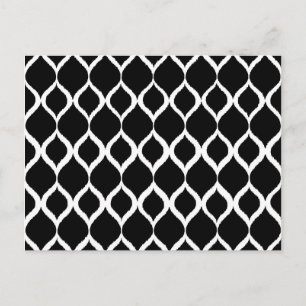 Carte Postale Motif d'impression tribal Ikat blanc noir