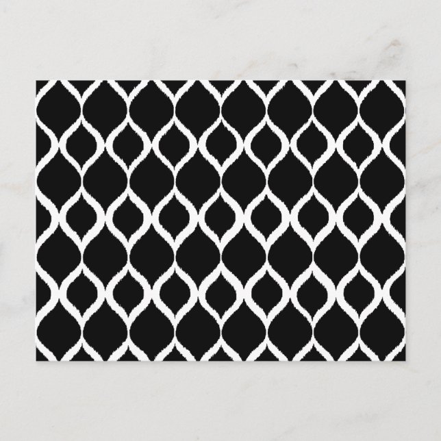 Carte Postale Motif d'impression tribal Ikat Géométrique Noir Bl (Devant)