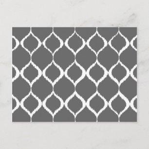 Carte Postale Motif d'impression tribal Ikat Gray Gray
