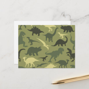 Carte Postale Motif Dinosaure, Silhouette Dinosaure, Dino Vert