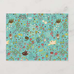 Carte Postale Motif d'oiseaux mignon cinq