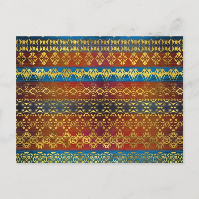 Carte Postale Motif d'or Boho ethnique en texture peinte (Devant)