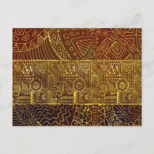 Carte Postale Motif d'or tribal sur peinture Brown